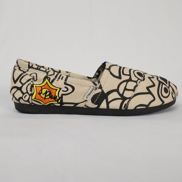 Joy & Mario J. Pierce Women’s Flat‎ Slip On Shoe 8W Graphic Cartoon Black & Tan - Picture 12 of 12